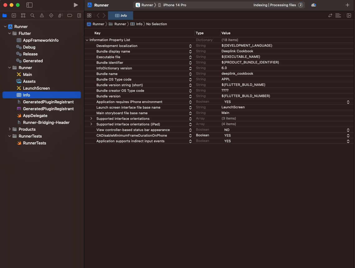 Xcode info.Plist screenshot